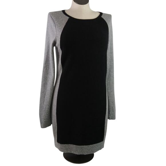 Magaschoni SZ XL 100% Cashmere Colorblock Sweater Dress In Gray & Black - Picture 2 of 6